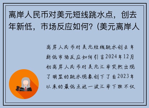 离岸人民币对美元短线跳水点，创去年新低，市场反应如何？(美元离岸人民币大跌意味着什么)